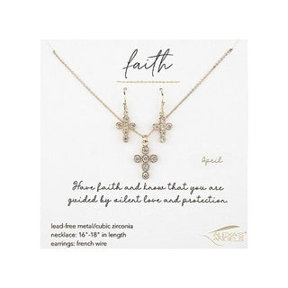 April Cross Necklace and Earring Set - 224083