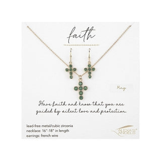 May Cross Necklace and Earring Set - 224084