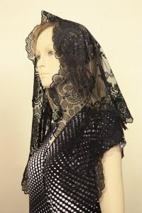 BLKSML Black Spanish Style Mantilla Large