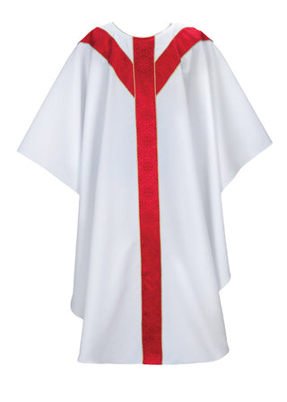 WHITE W/RED STRIPE CHASUBLE - B43019A